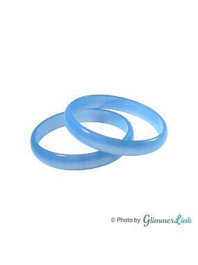 Vintage Blue Moonglow Lucite Acrylic Bangle Bracelets Stack Set